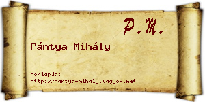 Pántya Mihály névjegykártya